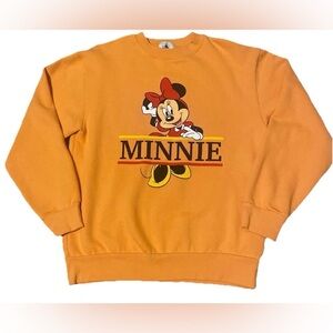 Disney Parks Minnie Mouse Pullover Orange Sweatshirt for Adults Small